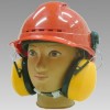 固定在工业防护帽上的耳套EN352-3测试