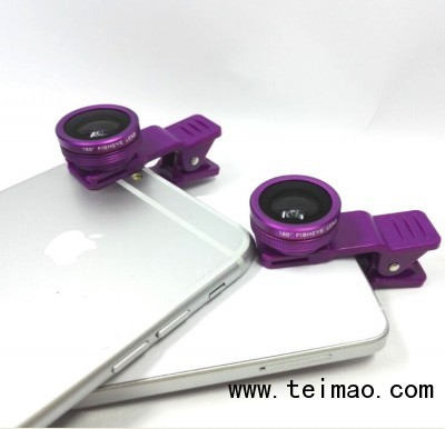 180度紫色鱼眼手机镜头