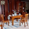中式现代胡桃木餐桌组合圆形实木餐桌跳台圆桌4-6人餐厅桌椅