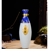 景德镇陶瓷时尚酒瓶空瓶密封家用酒壶1斤礼盒装酒瓶三件套摆件