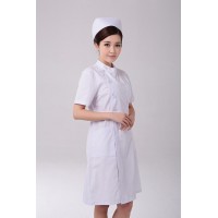 护士服夏季短袖女粉色白大褂长袖娃娃领圆领药店工作制服
