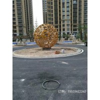 不锈钢镂空球雕塑户外金属发光花球广场园林简约现代镂空落地摆件
