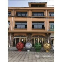不锈钢镂空球雕塑户外铁艺发光花球金属圆球房地产景观装饰摆件
