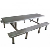 不锈钢八人位餐桌 学校食堂连体餐桌 稳固扎实安全系数高